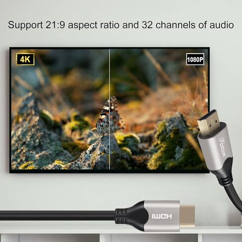 كابل Fizttzon 4K HDMI بطول 50 قدم عالي السرعة HDMI 2.0 يدعم 4K/60 هرتز، ثلاثي الأبعاد، 1080P، نقل 18 جيجابت في الثانية - رمادي in Kuwait