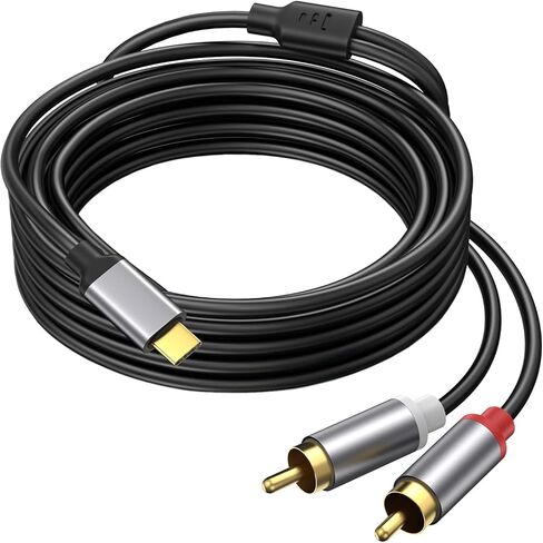 كابل صوت Ubramac USB من النوع C إلى 2 RCA، كابل صوت من النوع C إلى RCA 2RCA Jack USB-C، محول سلك RCA إلى مكبر الصوت لستيريو السيارة، الهاتف، الكمبيوتر اللوحي، المسرح المنزلي، مكبر الصوت، DVD، مكبر الصوت (2 متر/6.6 قدم) ) in Kuwait