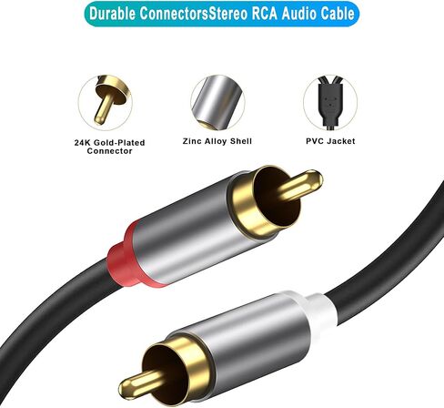 كابل صوت Ubramac USB من النوع C إلى 2 RCA، كابل صوت من النوع C إلى RCA 2RCA Jack USB-C، محول سلك RCA إلى مكبر الصوت لستيريو السيارة، الهاتف، الكمبيوتر اللوحي، المسرح المنزلي، مكبر الصوت، DVD، مكبر الصوت (2 متر/6.6 قدم) ) in Kuwait