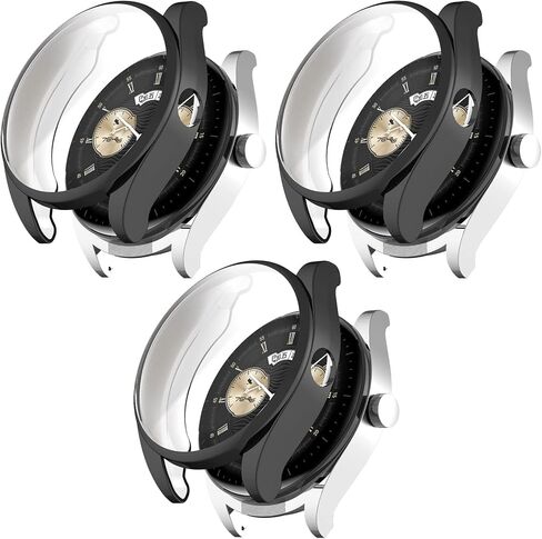 FitTurn for HUAWEI Watch buds Watch Case with Built-in HD Clear Ultra-Thin TPU Screen Protector Cover Fashion Plated Metal Color Case for HUAWEI Watch buds Smartwatch Accessories (5Pack) in Saudi Arabia