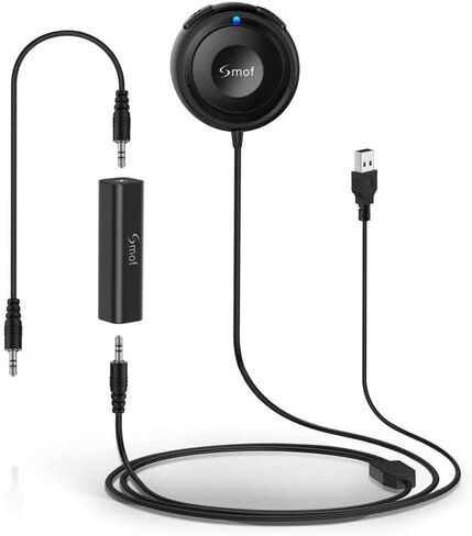 Smof Aux Bluetooth Adapter for Car, BT5.2 Audio Receiver, Hands-Free Calls | Wireless Audio Adapter with Dual Port USB Charger & Ground Loop Noise Isolator, Dual Connection in Kuwait