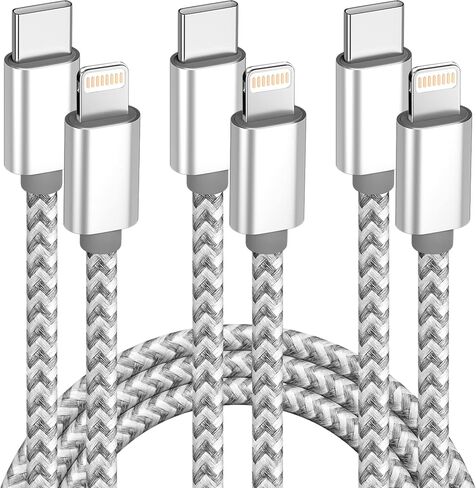 كيبل USB C الى لايتنينج بطول 6 قدم معتمد من ابل من النوع سي الى لايتنينج من النايلون المضفر لايفون لايفون 13 12 11 برو ماكس اكس ار اكس اس 8 7 6 بلس واكثر من 3 قطع in Saudi Arabia