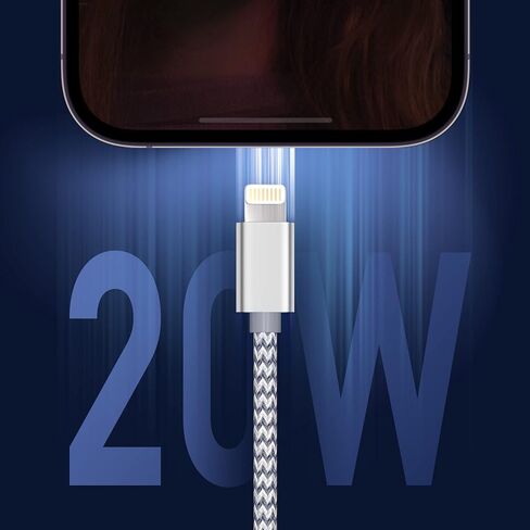 كيبل USB C الى لايتنينج بطول 6 قدم معتمد من ابل من النوع سي الى لايتنينج من النايلون المضفر لايفون لايفون 13 12 11 برو ماكس اكس ار اكس اس 8 7 6 بلس واكثر من 3 قطع in Saudi Arabia