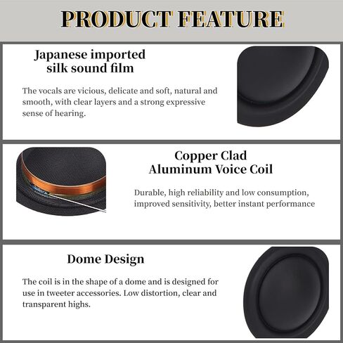 Dome Tweeter Wire Diaphragm 25 Core Tweeter Voice Coil Sound Diaphragm Bracket Speaker Repair Accessories, for Cars, Parties, Streaming Music in Saudi Arabia