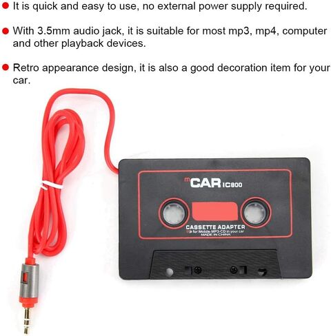 مشغل كاسيت للسيارة، محول شريط كاسيت ستيريو للسيارة CD MD MP3 MP4 الى صوت AUX 3.5 ملم للجوال in Kuwait