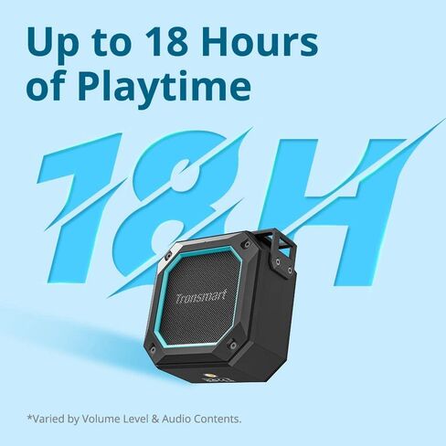 ترونسمارت مكبر صوت خارجي محمول من جروف 2، صوت جهوري جذاب، اوضاع اضاءة متنوعة، بلوتوث V5.3، مقاوم للماء IPX7، اوضاع معادل مزدوجة، بطارية 2500mAh، وقت تشغيل يصل الى 18 ساعة، AUX، بطاقة TF - اسود in Kuwait