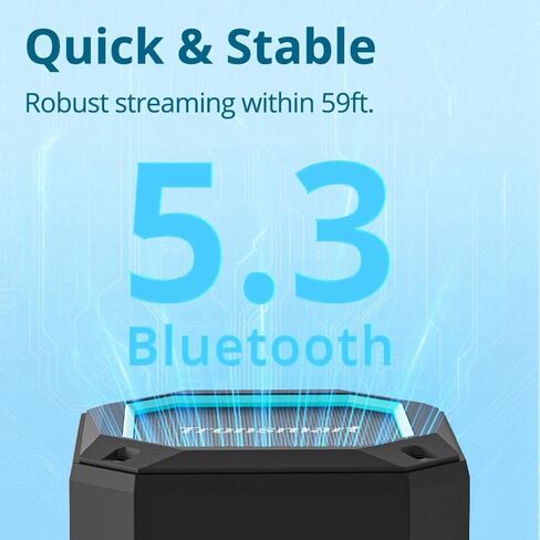 ترونسمارت مكبر صوت خارجي محمول من جروف 2، صوت جهوري جذاب، اوضاع اضاءة متنوعة، بلوتوث V5.3، مقاوم للماء IPX7، اوضاع معادل مزدوجة، بطارية 2500mAh، وقت تشغيل يصل الى 18 ساعة، AUX، بطاقة TF - اسود in Kuwait