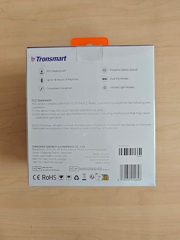 ترونسمارت مكبر صوت خارجي محمول من جروف 2، صوت جهوري جذاب، اوضاع اضاءة متنوعة، بلوتوث V5.3، مقاوم للماء IPX7، اوضاع معادل مزدوجة، بطارية 2500mAh، وقت تشغيل يصل الى 18 ساعة، AUX، بطاقة TF - اسود in Kuwait