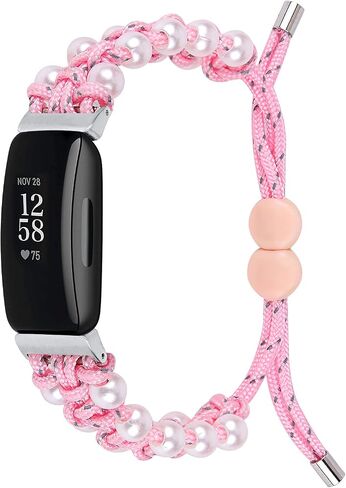 FitTurn Cute Nylon Bands Compatible with Fitbit ACE 3/ ACE 2 Band for Kids Small Pearl Rope Adjustable Bracelet Braided Nylon Friendship Strap Accessories Bands Gift Girls Boys in Kuwait