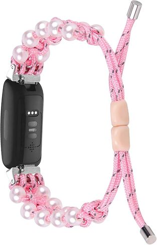 FitTurn Cute Nylon Bands Compatible with Fitbit ACE 3/ ACE 2 Band for Kids Small Pearl Rope Adjustable Bracelet Braided Nylon Friendship Strap Accessories Bands Gift Girls Boys in Kuwait