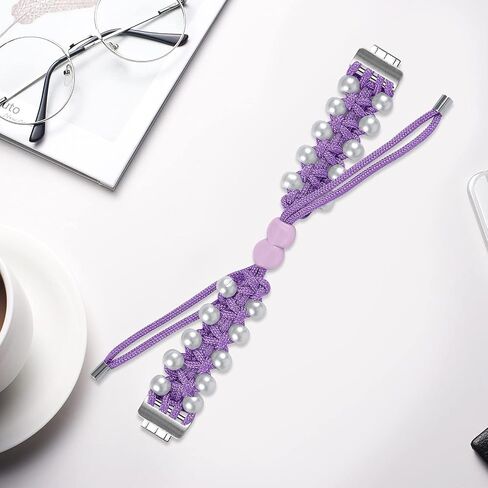 FitTurn Cute Nylon Bands Compatible with Fitbit ACE 3/ ACE 2 Band for Kids Small Pearl Rope Adjustable Bracelet Braided Nylon Friendship Strap Accessories Bands Gift Girls Boys in Kuwait