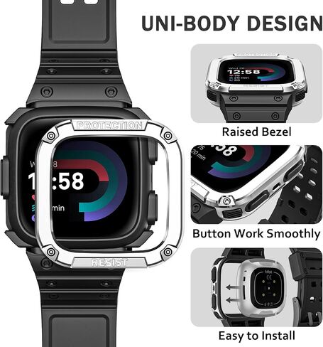FINTIE Band with Case Compatible with Fitbit Versa 4/3/2/1/Lite&Sense 2 1 in Saudi Arabia