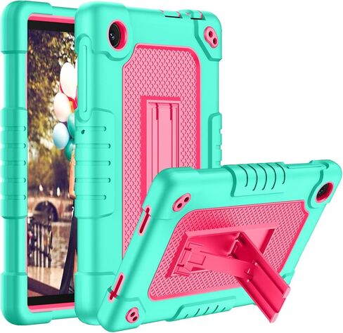Doemoil for TCL TAB 8 WiFi 9132X/for TCL TAB 8 LE 9137W حافظة كمبيوتر لوحي من مطاط السيليكون الناعم بغطاء خلفي صديق للأطفال مدمج في حزام الكتف لـ TCL TAB 8 WiFi/TCL TAB 8 LE (أسود + أسود) in Kuwait
