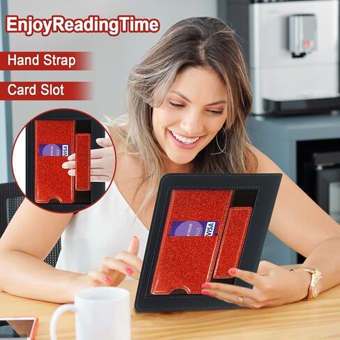 حافظة Kindle Paperwhite للجيل الحادي عشر 2021 والإصدار المميز، 6.8 بوصة، حامل حر اليدين، غطاء ذكي متين من جلد البولي يوريثان مع خاصية التنبيه التلقائي للنوم (أحمر لامع) in Kuwait