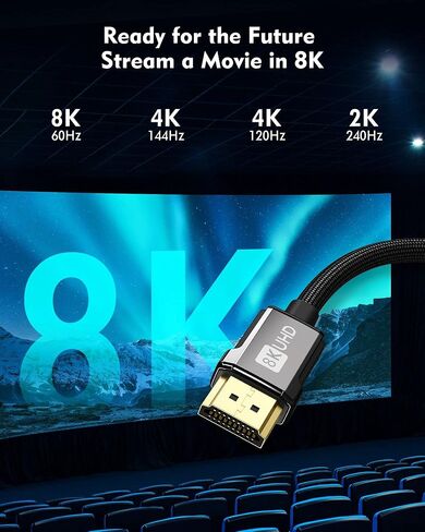 Silkland 8K HDMI ARC/eARC Cable 2.1 for Soundbar 6.6ft, 8K@60Hz 4K@120Hz in Kuwait