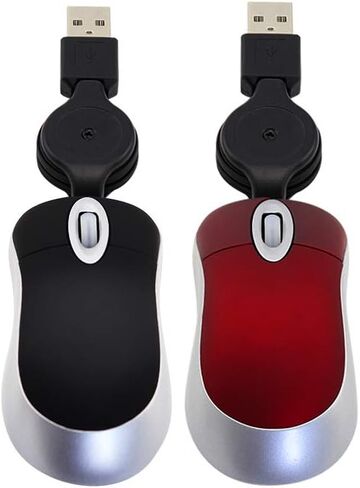 elec Space 2-Pack Mini Mouse Retractable Mini Travel Optical Mouse Small Pocket Mouse for Laptop Cute Mouse for Computer Women Small Hands (Black+Red) … in Saudi Arabia