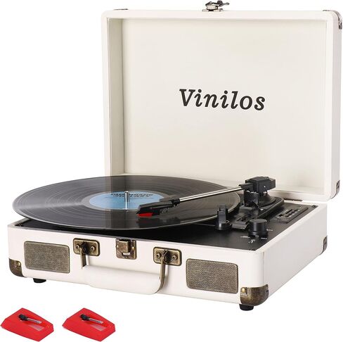 Record Player for Vinyl with Built-in Speakers Bluetooth Output,3 Speed Belt-Driven Phonograph Retro Turntable Player, Portable Vintage Suitcase LP Player USB Recording, Includes 2 Extra Stylus in Kuwait