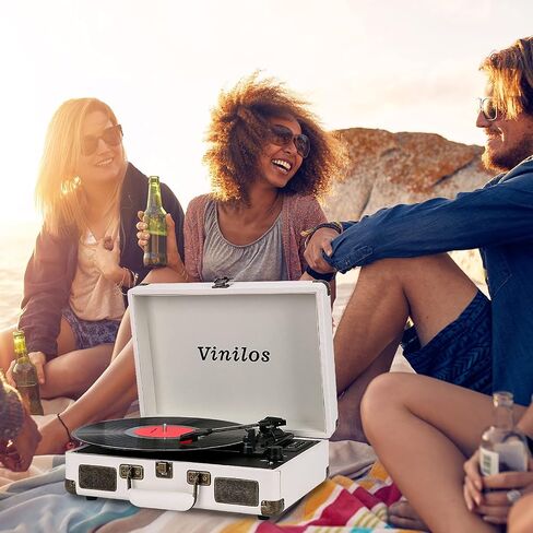 Record Player for Vinyl with Built-in Speakers Bluetooth Output,3 Speed Belt-Driven Phonograph Retro Turntable Player, Portable Vintage Suitcase LP Player USB Recording, Includes 2 Extra Stylus in Kuwait