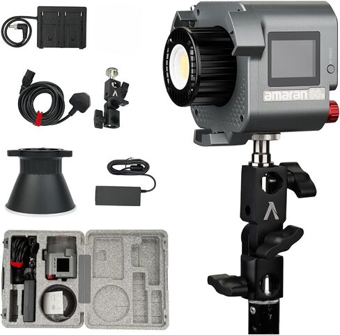 Amaran 60x 65W COB Bi Color (2700K-6500K) LED Video Light, 37,775 lux at 1 Meter, 9 Built-in Lighting FX, Power by Aputure in Saudi Arabia
