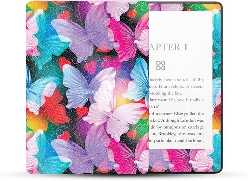 MightySkins Glossy Glitter Skin Compatible with Amazon Kindle Paperwhite 5 6.8-inch 11th Gen (2021) Full Wrap - Prismatic Butterflies | High-Gloss Glitter Finish | Easy to Apply | Made in The USA in Saudi Arabia