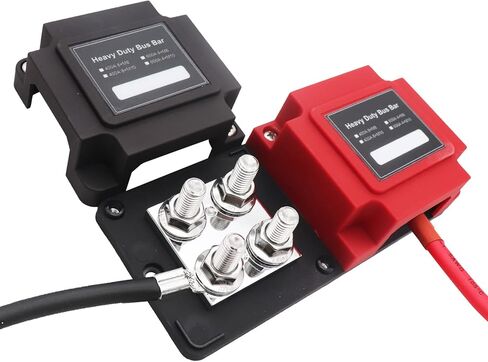 Hptmesx 600A شريط ناقل كتلة توزيع الطاقة مع غطاء شريط الناقل البحري والسيارات والأسلاك الشمسية 3x3/8 بوصة M10 ترصيع أسود in Saudi Arabia