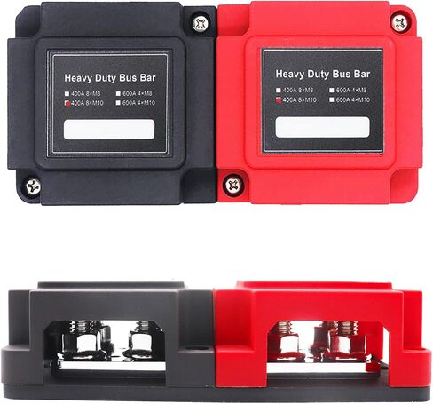 Hptmesx 600A شريط ناقل كتلة توزيع الطاقة مع غطاء شريط الناقل البحري والسيارات والأسلاك الشمسية 3x3/8 بوصة M10 ترصيع أسود in Saudi Arabia