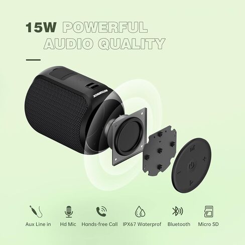 NOTABRICK 【2PCS】 Bluetooth Speakers,Portable Wireless Speaker with 15W (30W) Stereo Sound, Active Extra Bass, IPX6 Waterproof Shower Speaker, Double Pairing, for Party, Home Theater, Game Theater in Kuwait