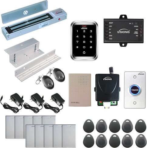 Visionis FPC-5292 One Door Access Control in Swinging Door 600lbs Maglock with VIS-3000 Outdoor Keypad/Reader with Mini Controller, No Software, EM Card, 1000 Users, Wireless Receiver with PIR Kit in Saudi Arabia