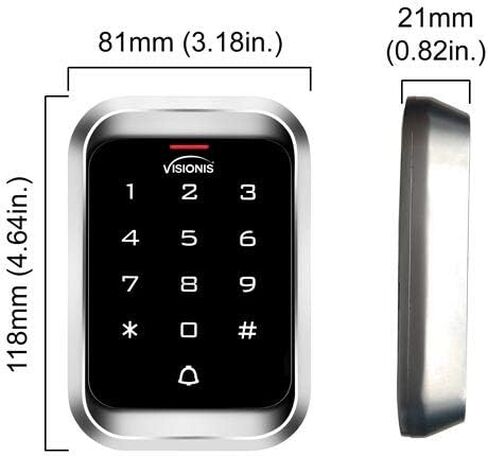 Visionis FPC-5292 One Door Access Control in Swinging Door 600lbs Maglock with VIS-3000 Outdoor Keypad/Reader with Mini Controller, No Software, EM Card, 1000 Users, Wireless Receiver with PIR Kit in Kuwait