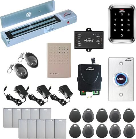 Visionis FPC-5292 One Door Access Control in Swinging Door 600lbs Maglock with VIS-3000 Outdoor Keypad/Reader with Mini Controller, No Software, EM Card, 1000 Users, Wireless Receiver with PIR Kit in Kuwait