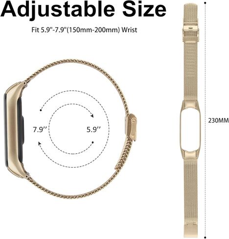 أساور Oumida المعدنية لـ Xiaomi Mi Band 5/ Xiaomi Mi Band 6، سوار معصم مسامي لـ Amazfit Band 5/Amazfit Band 6، حزام بديل من الفولاذ المقاوم للصدأ قابل للتعديل مع مشبك معدني للنساء والرجال in Kuwait
