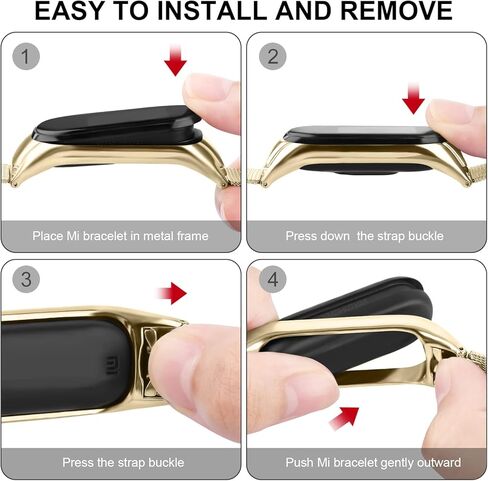 أساور Oumida المعدنية لـ Xiaomi Mi Band 5/ Xiaomi Mi Band 6، سوار معصم مسامي لـ Amazfit Band 5/Amazfit Band 6، حزام بديل من الفولاذ المقاوم للصدأ قابل للتعديل مع مشبك معدني للنساء والرجال in Kuwait