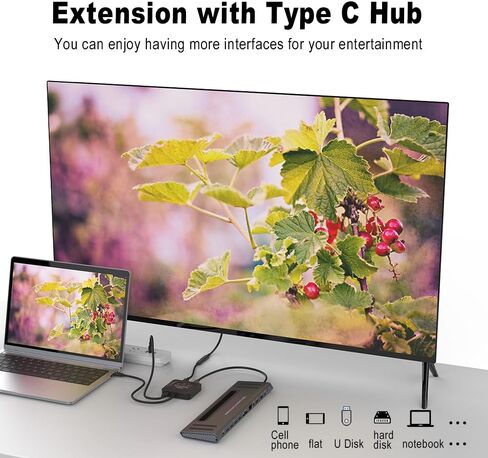محدد محول USB C من Onten، محول USB C ثنائي الاتجاه 2 في 1/1 في 2 مخرج، توصيل طاقة 100 وات، محول USB C بسرعة 10 جيجابت في الثانية يدعم 8K 60 هرتز، 4K@120 هرتز متوافق مع الكمبيوتر المحمول والكمبيوتر اللوحي والهاتف in Kuwait