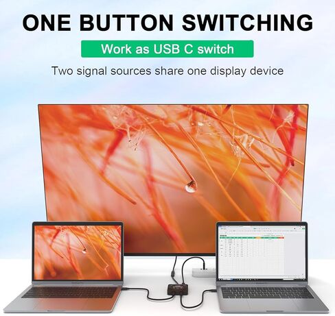 محدد محول USB C من Onten، محول USB C ثنائي الاتجاه 2 في 1/1 في 2 مخرج، توصيل طاقة 100 وات، محول USB C بسرعة 10 جيجابت في الثانية يدعم 8K 60 هرتز، 4K@120 هرتز متوافق مع الكمبيوتر المحمول والكمبيوتر اللوحي والهاتف in Kuwait