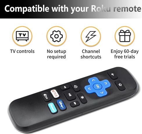 تم استبدال جهاز التحكم عن بعد فقط لـ Roku Box، متوافق مع Roku (HD، LT، XS، XD)، لـ Roku Express، لـ Roku Premiere (ليس لـ Roku Stick وRoku TV) (عبوة من قطعتين) in Saudi Arabia