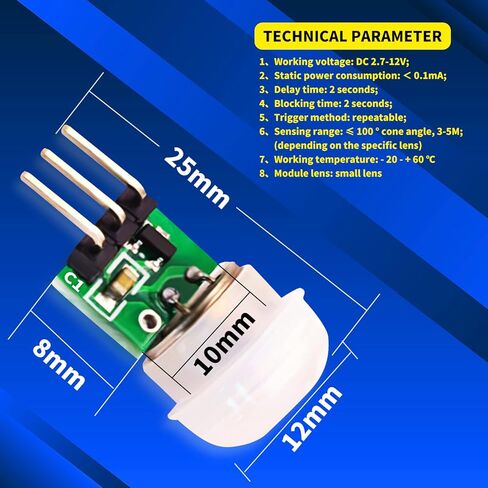 DaFuRui AM312 PIR Sensor，10Pack PIR Motion Sensor Outdoor Mini Pyroelectric Infrared PIR Human IR Sensor Module Body Manual Motion Sensor Detector Modules in Kuwait