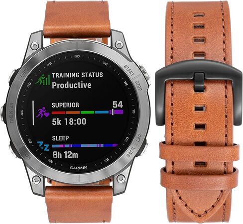 SEURE Quickfit Watch Band for Garmin Fenix 7X/Fenix 6X/Fenix 5X Watch Band,26mm Genuine Leather Replacement Watch Band for Garmin Fenix 6X Pro/Fenix 5X Plus/Tactix Delta/Fenix 3/Enduro in Kuwait