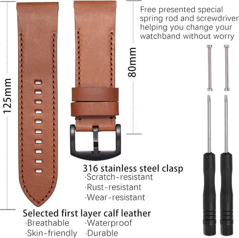 SEURE Quickfit Watch Band for Garmin Fenix 7X/Fenix 6X/Fenix 5X Watch Band,26mm Genuine Leather Replacement Watch Band for Garmin Fenix 6X Pro/Fenix 5X Plus/Tactix Delta/Fenix 3/Enduro in Kuwait