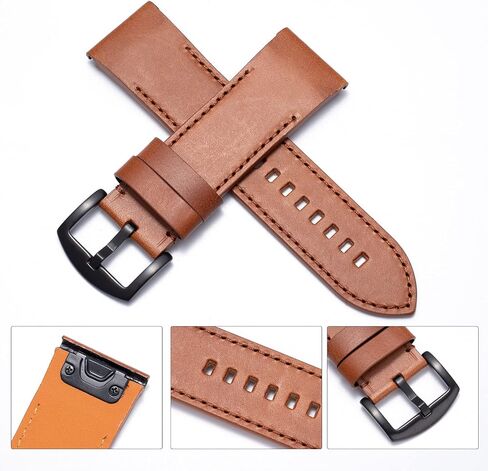 SEURE Quickfit Watch Band for Garmin Fenix 7X/Fenix 6X/Fenix 5X Watch Band,26mm Genuine Leather Replacement Watch Band for Garmin Fenix 6X Pro/Fenix 5X Plus/Tactix Delta/Fenix 3/Enduro in Kuwait