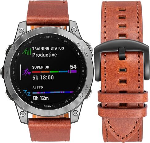 SEURE Quickfit Watch Band for Garmin Fenix 7X/Fenix 6X/Fenix 5X Watch Band,26mm Genuine Leather Replacement Watch Band for Garmin Fenix 6X Pro/Fenix 5X Plus/Tactix Delta/Fenix 3/Enduro in Kuwait