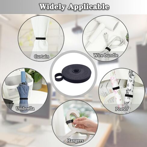 روابط كبل قابلة لإعادة الاستخدام، أربطة كبل حلقة هوك، أربطة سلكية للأسلاك الكهربائية، أشرطة كبل تثبيت على الوجهين، أربطة إدارة الكابلات ذاتية الإمساك لأسلاك شحن الأسلاك للمكتب، المنزل (33 قدمًا × 1/2 بوصة) in Kuwait