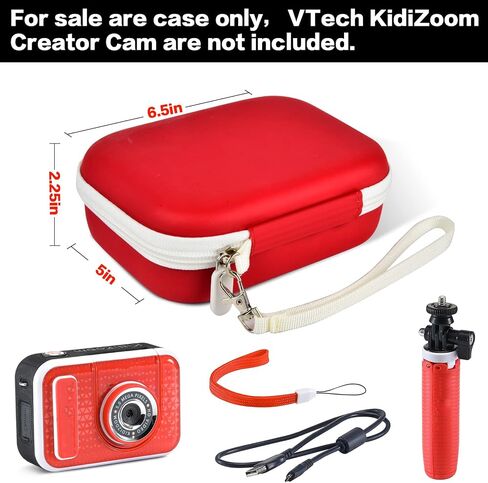 حافظة كاميرا للأطفال لكاميرات الفيديو VTech KidiZoom Creator Cam HD وكاميرات KODAK المطبوعة الرقمية والطباعة الفورية وألعاب الكاميرات وحقيبة تخزين منظمة تحمل أيضًا ملحقات حامل ثلاثي الأرجل (صندوق فقط) - وردي in Kuwait