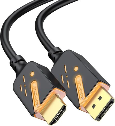 RyzzRooa DisplayPort to HDMI Cable 6 ft LED Light, DP to HDMI (Display Port) Cord Adapter Male to Male Gold-Plated FHD Supports Video and Audio for Computer, Monitor, HDTV, Projector-Orange in Saudi Arabia