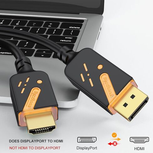 RyzzRooa DisplayPort to HDMI Cable 6 ft LED Light, DP to HDMI (Display Port) Cord Adapter Male to Male Gold-Plated FHD Supports Video and Audio for Computer, Monitor, HDTV, Projector-Orange in Saudi Arabia