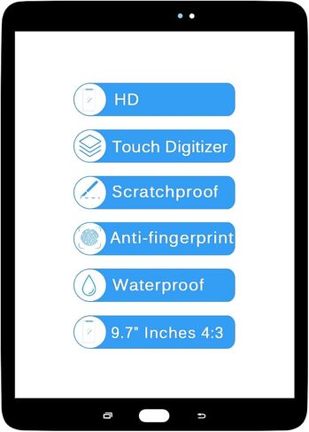 Screen Replacement for Samsung Galaxy Tab S2 9.7 SM-T810 T813 T815 Outer Front Screen Glass Lens Repair Kits with Free Tools(Not Including Touch Screen Digitizer and LCD) (White) in Saudi Arabia