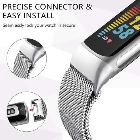 ZWGKKYGYH Compatible with Fitbit Charge 5 Bands for Women Men, Stainless Steel Charge 5 Metal Band Magnetic Mesh Watch Strap Replacement for Fitbit Charge 5 Advanced Fitness & Health Tracker in Kuwait