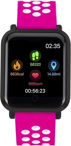 اي تتش ساعة ذكية رقمية اير 2 اس لتتبع اللياقة البدنية ومعدل ضربات القلب وعداد الخطوات ومراقب النوم والرسائل للنساء والرجال، شاشة تعمل باللمس، متوافقة مع ايفون واندرويد (فوشيا وابيض) in Kuwait