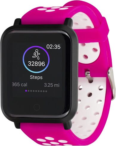 اي تتش ساعة ذكية رقمية اير 2 اس لتتبع اللياقة البدنية ومعدل ضربات القلب وعداد الخطوات ومراقب النوم والرسائل للنساء والرجال، شاشة تعمل باللمس، متوافقة مع ايفون واندرويد (فوشيا وابيض) in Kuwait