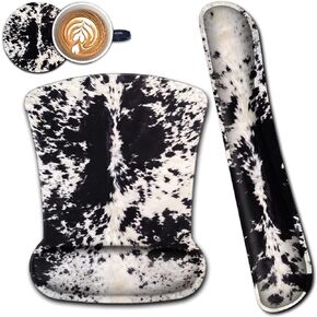 Ergonomic Mouse Pad Wrist Support and Memory Foam Keyboard Wrist Rest Set,Gel Mouse Mat with Non-Slip PU Base,Keyboard Palm Rest for Home Office Wireless Gaming Black Mouse Pad Leopard Pattern in Saudi Arabia