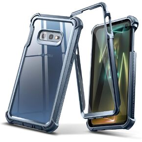 Dexnor Galaxy S10E Case with Built-in Screen Protector Clear Rugged Full Body Protective Shockproof Hard Back Defender Dual Layer Heavy Duty Bumper Cover Case for Samsung Galaxy S10E - Black in Saudi Arabia